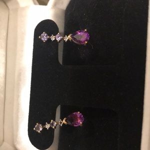 Amethyst and diamond drop earrings